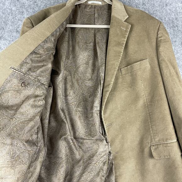 Chaps Corduroy Blazer Sport Coat Jacket Mens 48L Beige Cotton 2 Button - Picture 4 of 16